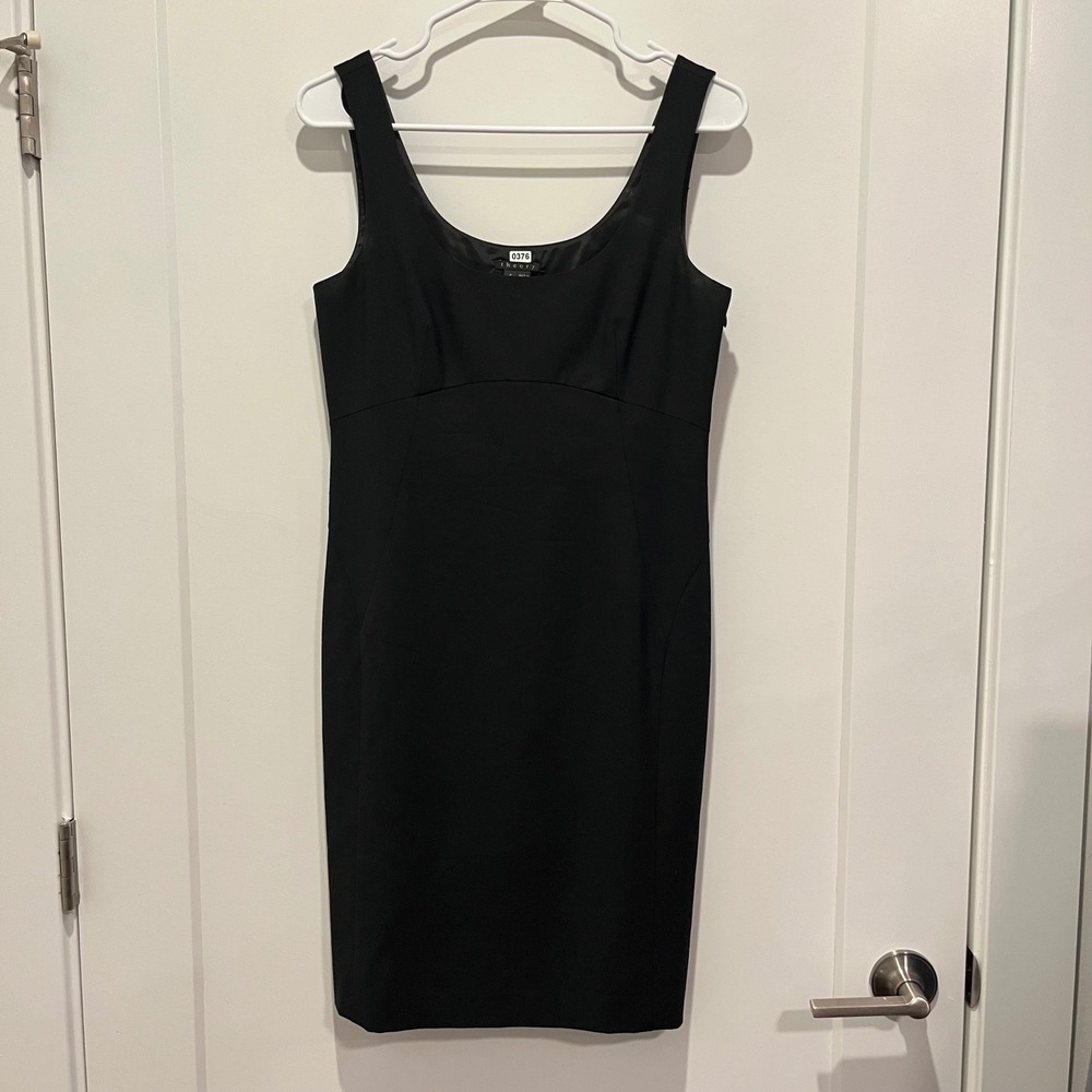 Theory‎ Black Sleeveless Scoop Neck Sheath Dress Size 6 Professional Workwear